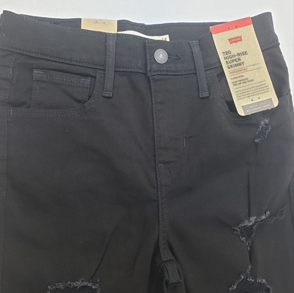 NWT Levi's high rise super skinny black distressed denim - Picture 4 of 12